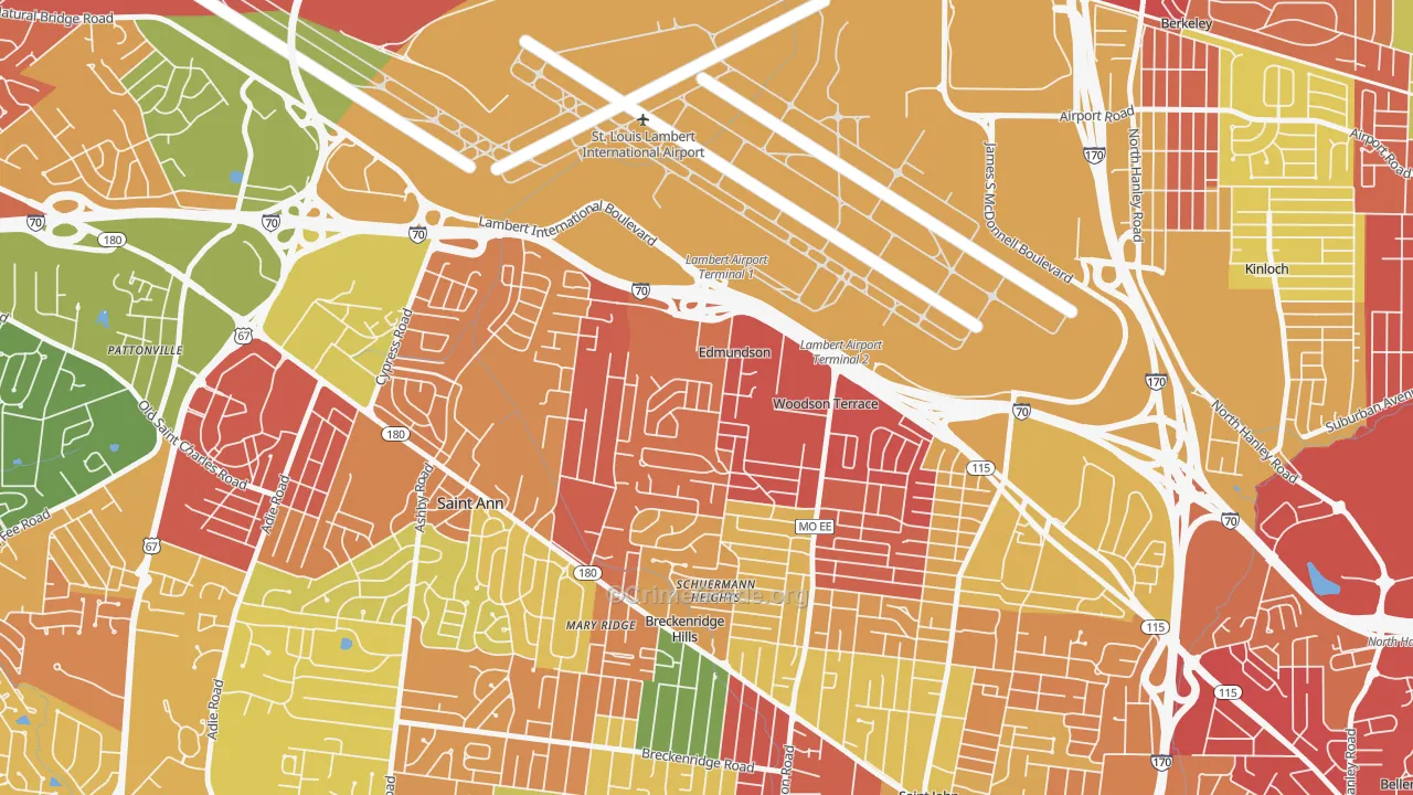 Edmundson, MO Map of Theft Rates