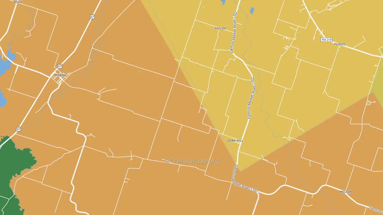 Edna Hill, TX Map of Theft Rates