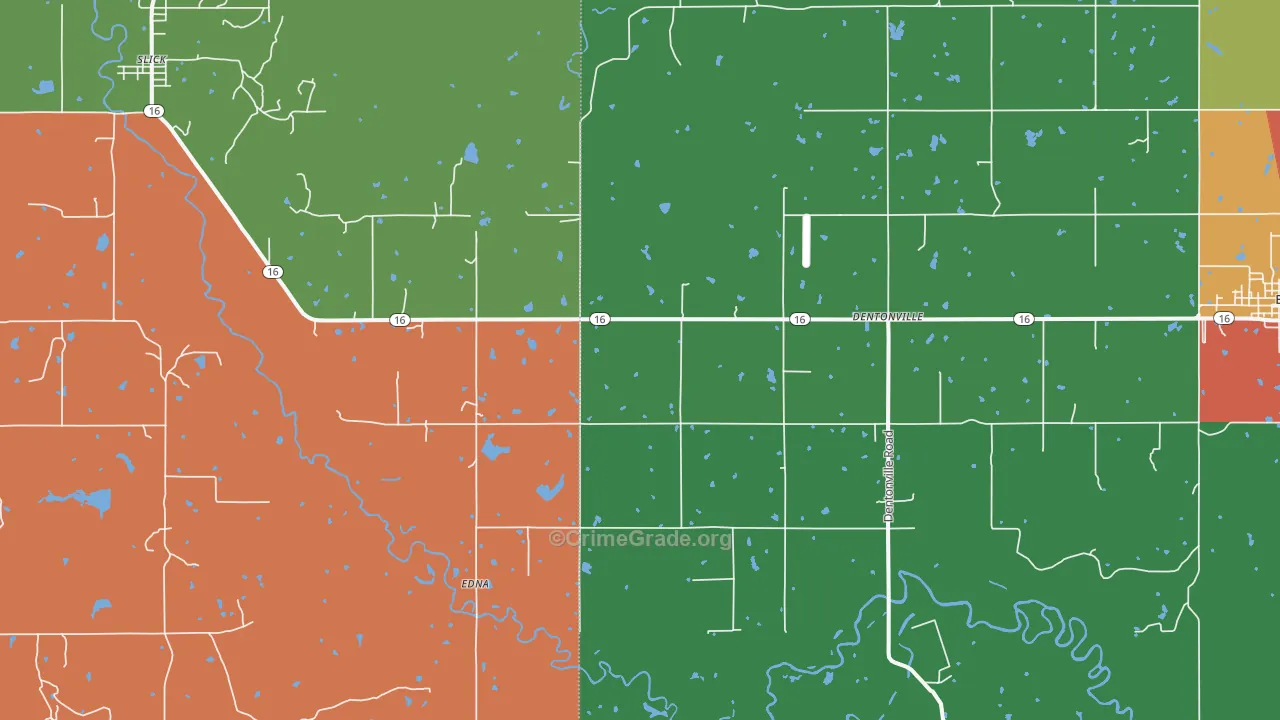 Edna, OK Map of Theft Rates