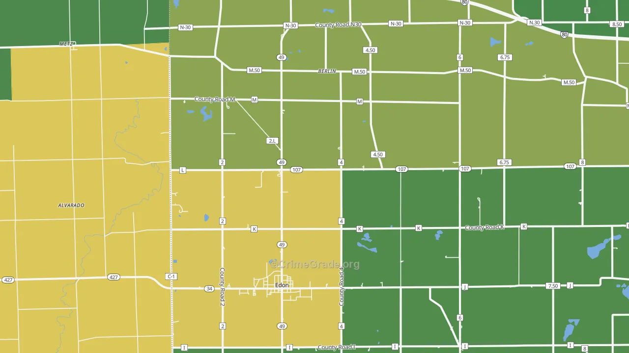 Edon, OH Map of Theft Rates