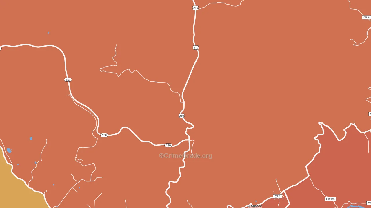 Edray, WV Map of Theft Rates