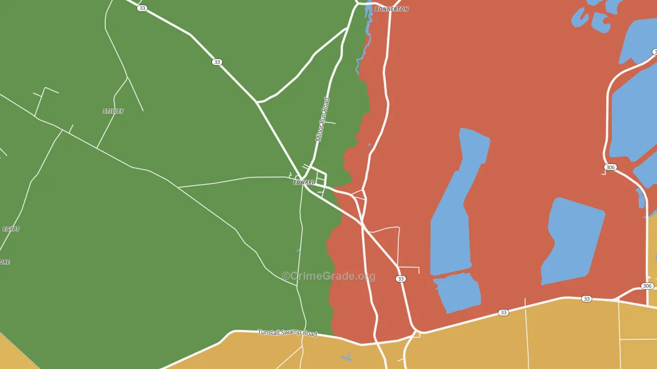 Edward, NC Map of Theft Rates