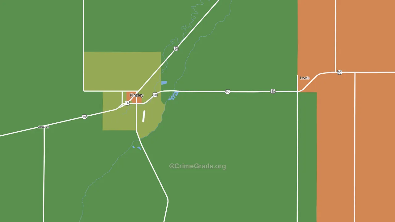 Edwards County, KS Map of Theft Rates