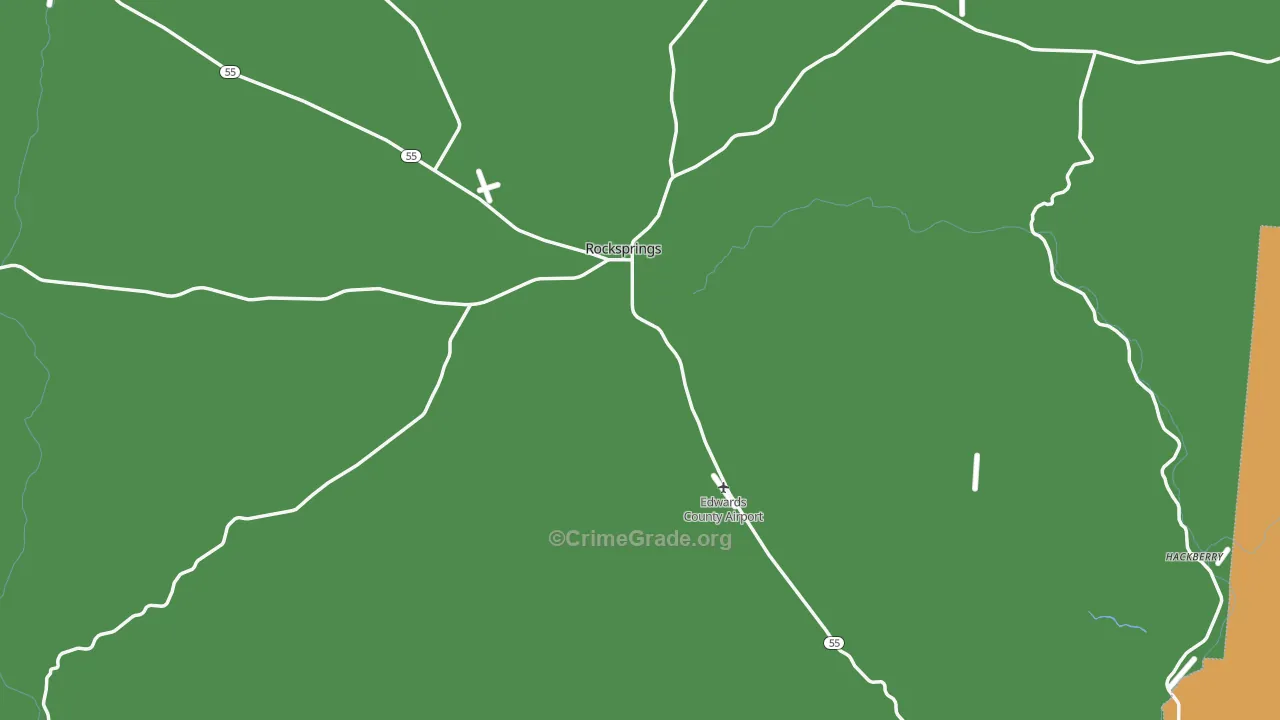 Edwards County, TX Map of Theft Rates