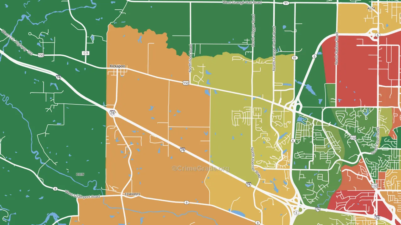 Edwards, IL Map of Theft Rates