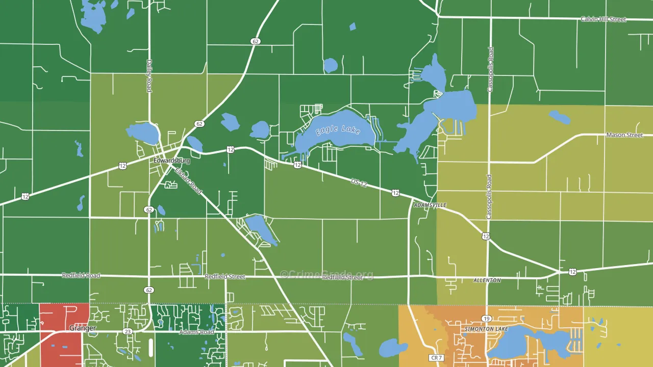 Edwardsburg, MI Map of Theft Rates