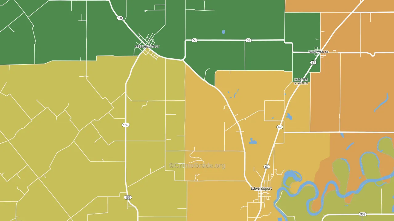 Edwardsport, IN Map of Theft Rates