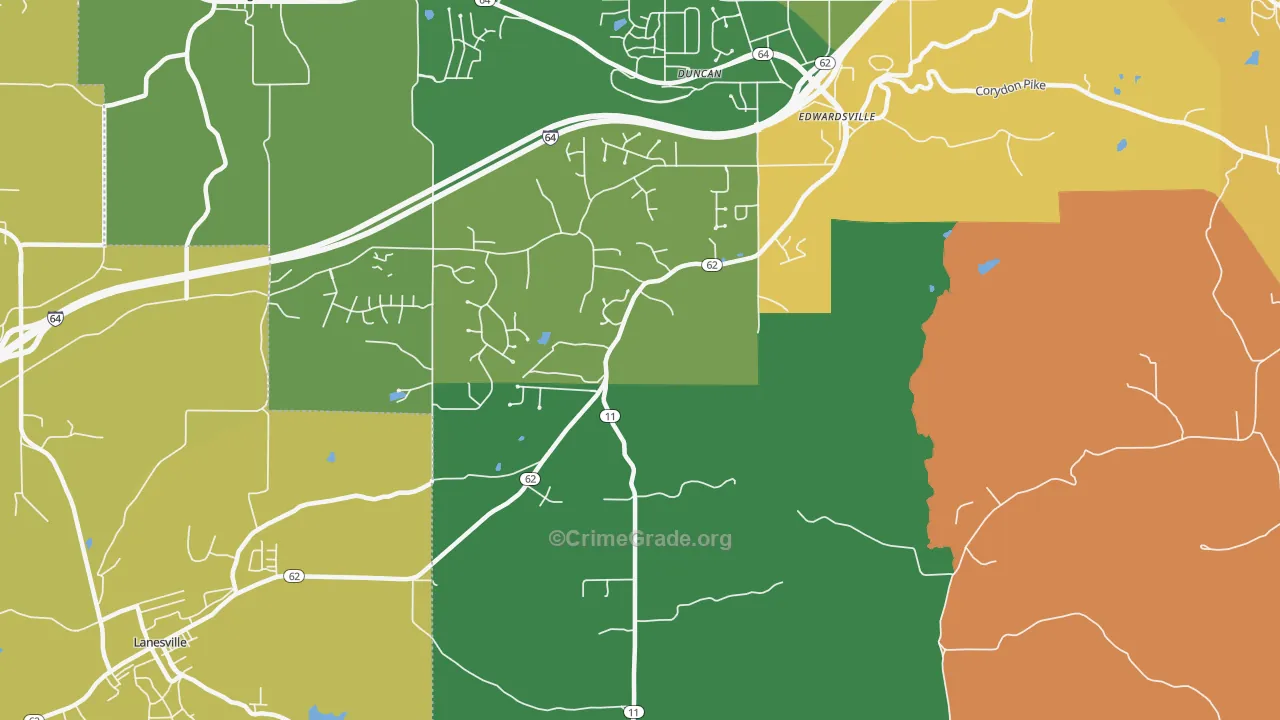 Edwardsville, IN Map of Theft Rates