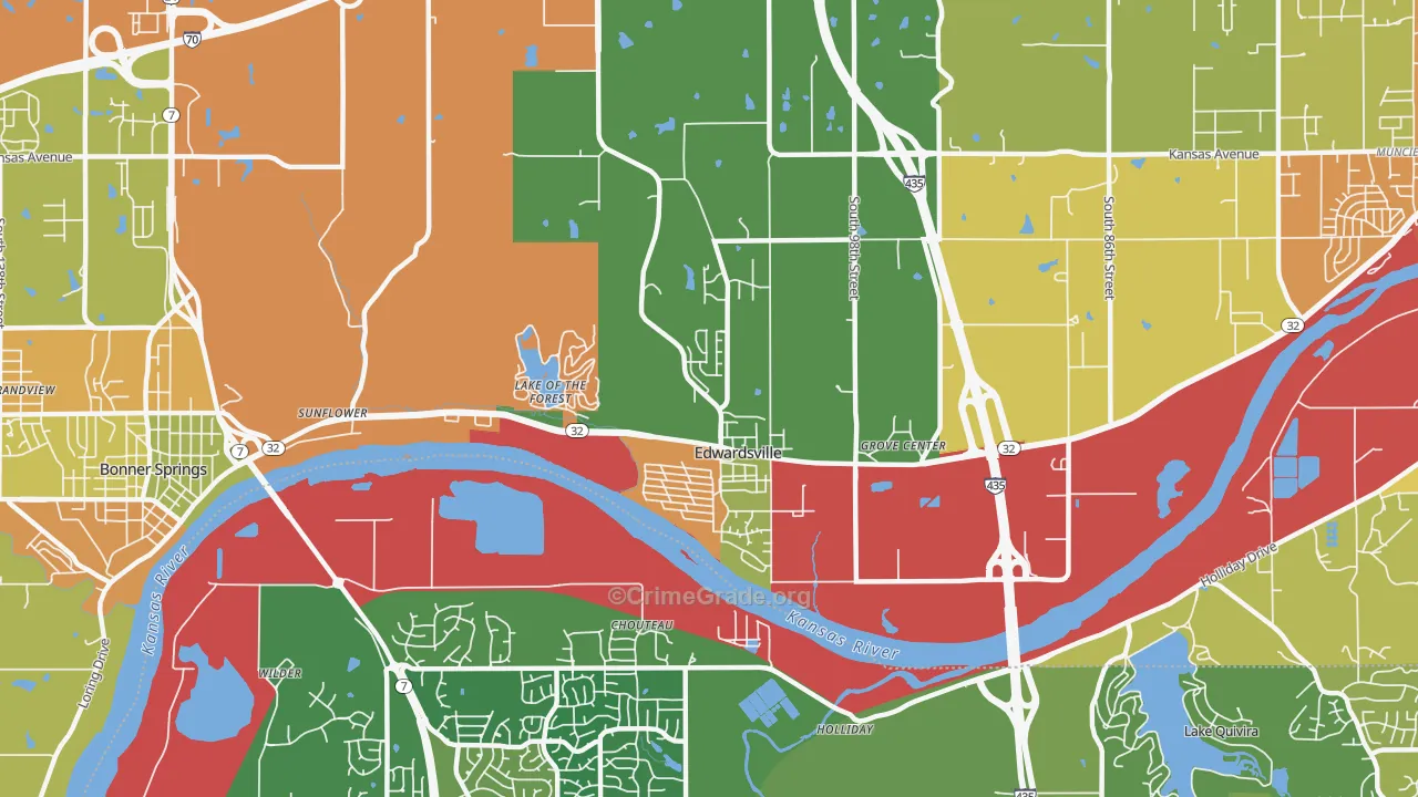 Edwardsville, KS Map of Theft Rates