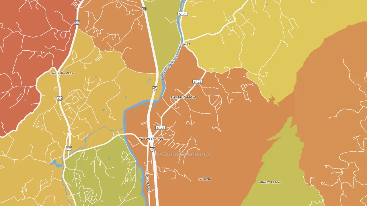 Edwina, TN Map of Theft Rates