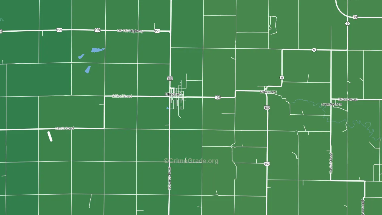 Effingham, KS Map of Theft Rates