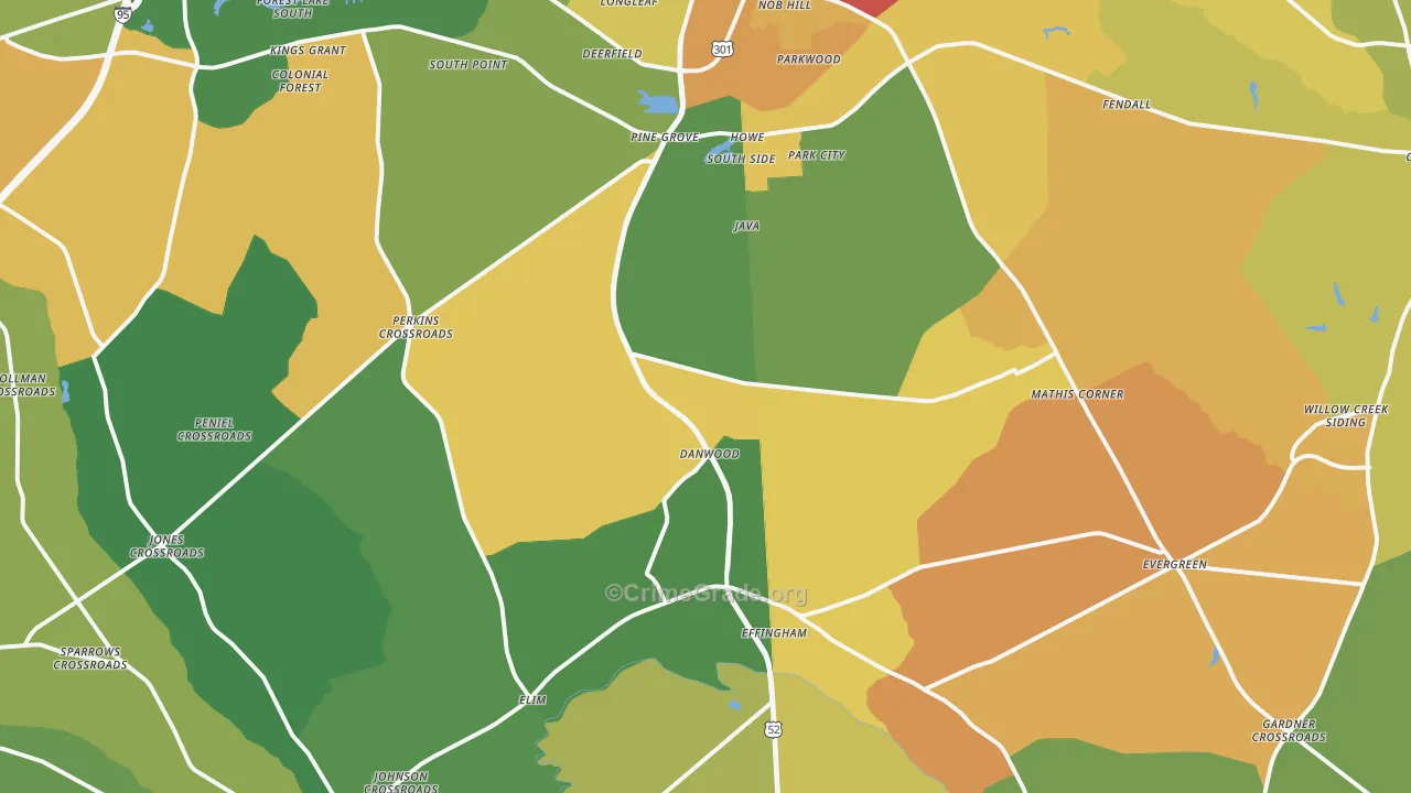 Effingham, SC Map of Theft Rates