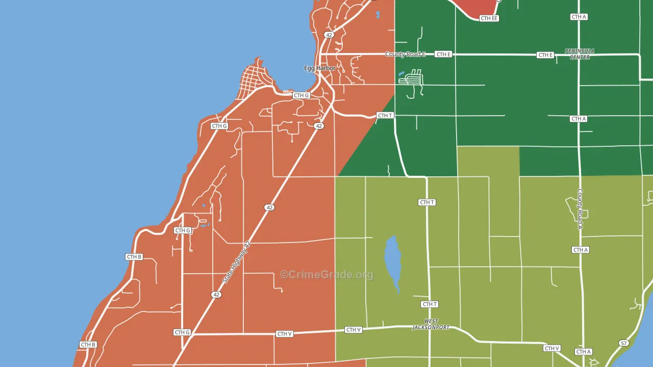 Egg Harbor, WI Map of Theft Rates