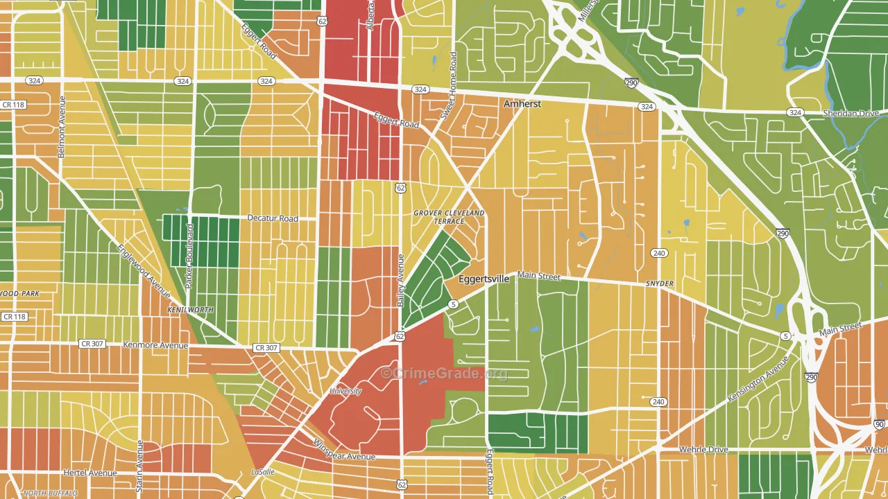 Eggertsville, NY Map of Theft Rates