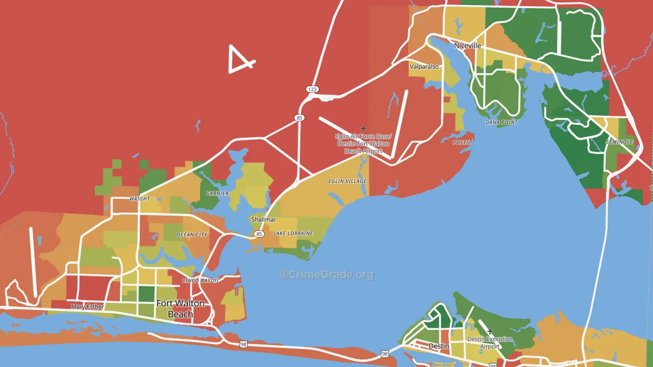 Eglin Afb, FL Map of Theft Rates