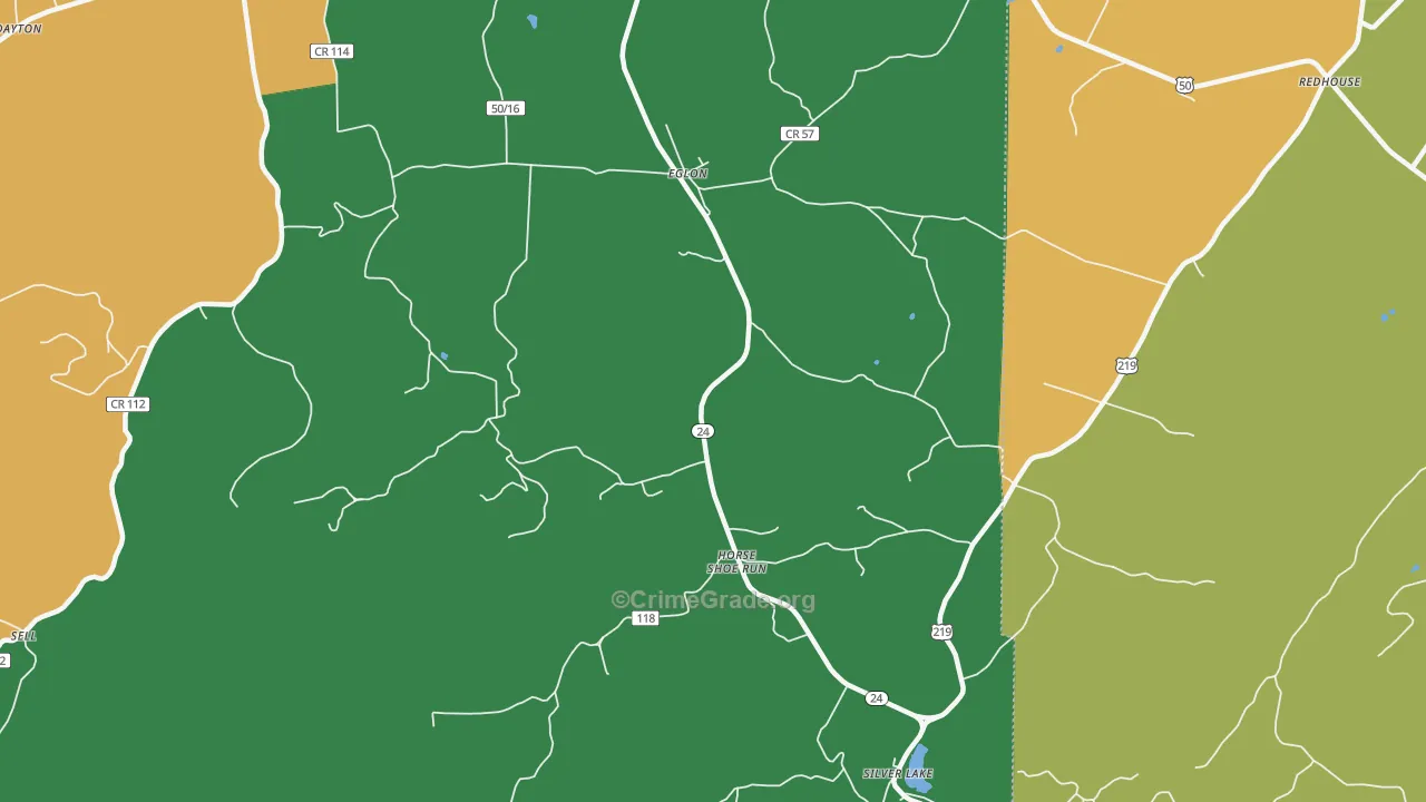 Eglon, WV Map of Theft Rates