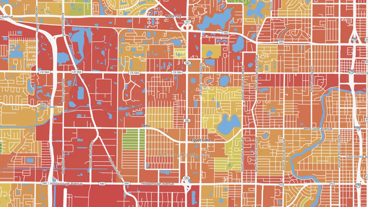 Egypt Lake-Leto, FL Map of Theft Rates