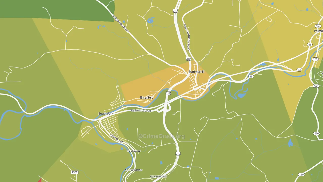 Ehrenfeld, PA Map of Theft Rates
