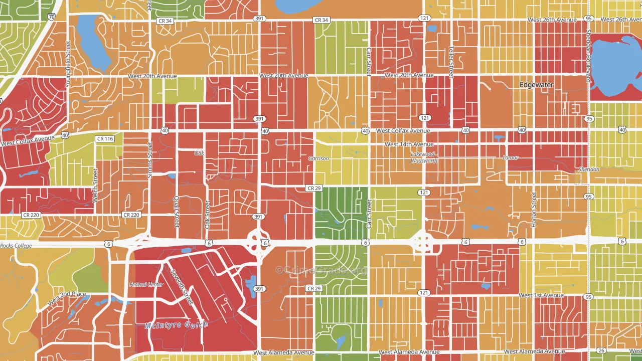 Eiber, Lakewood, CO Map of Theft Rates