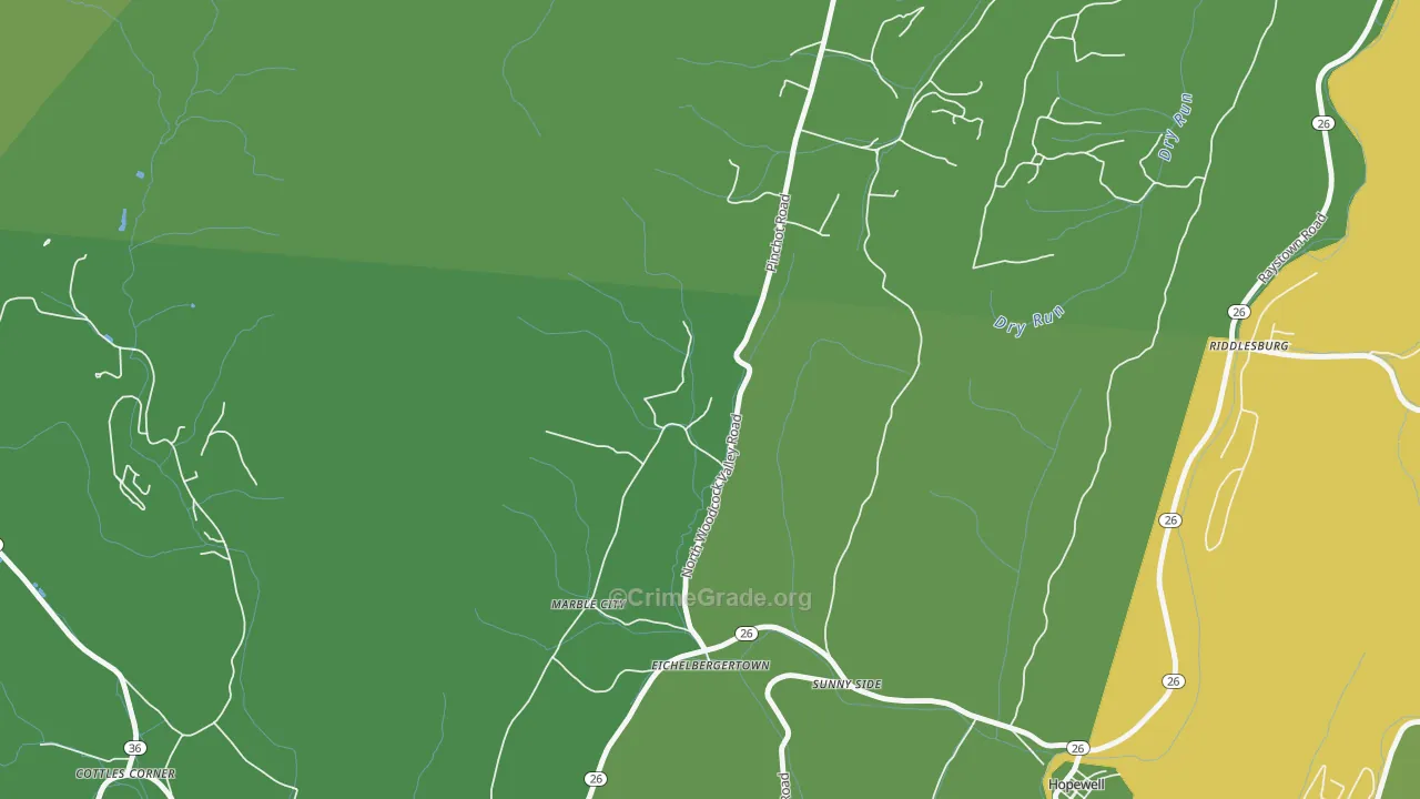 Eichelbergertown, PA Map of Theft Rates