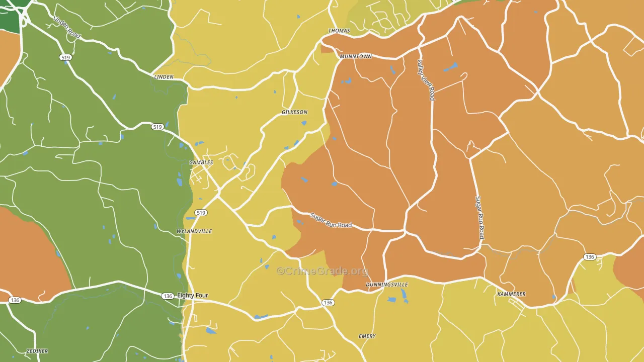 Eighty Four, PA Map of Theft Rates