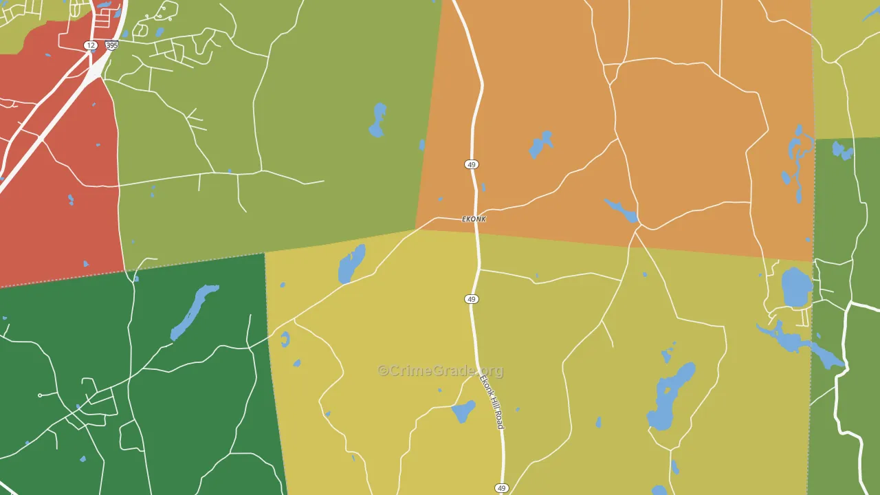 Ekonk, CT Map of Theft Rates