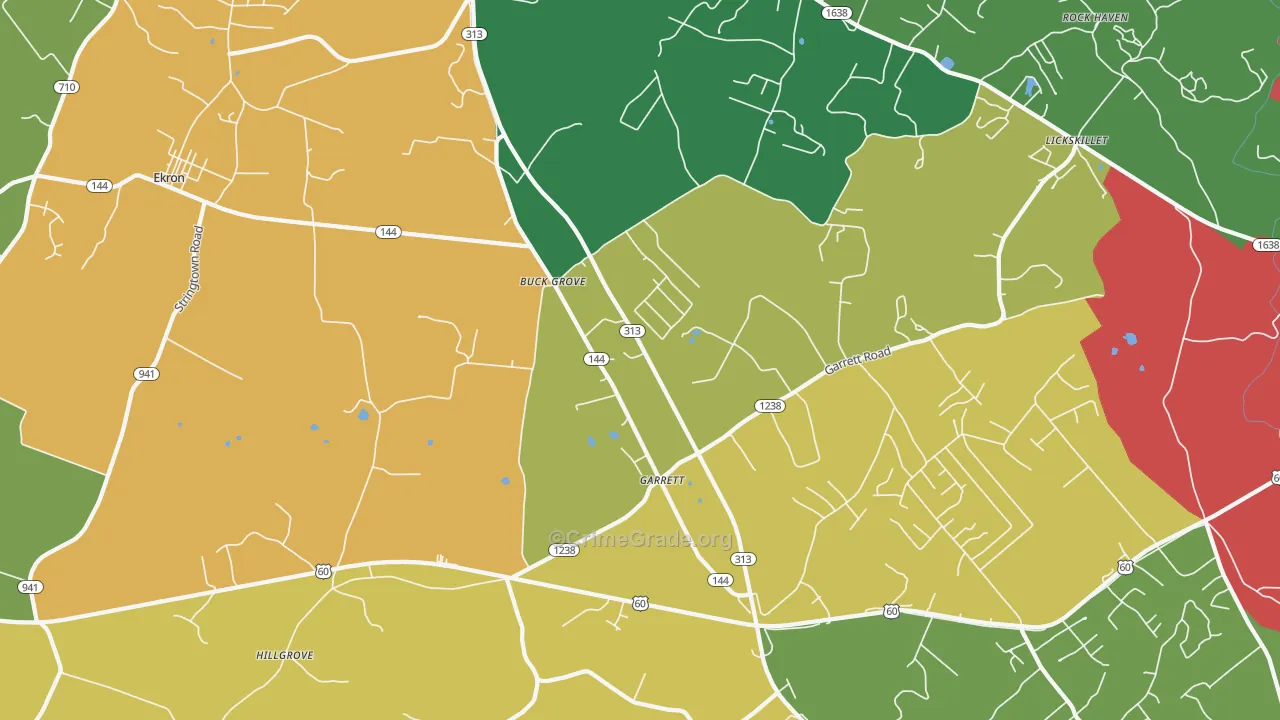 Ekron, KY Map of Theft Rates