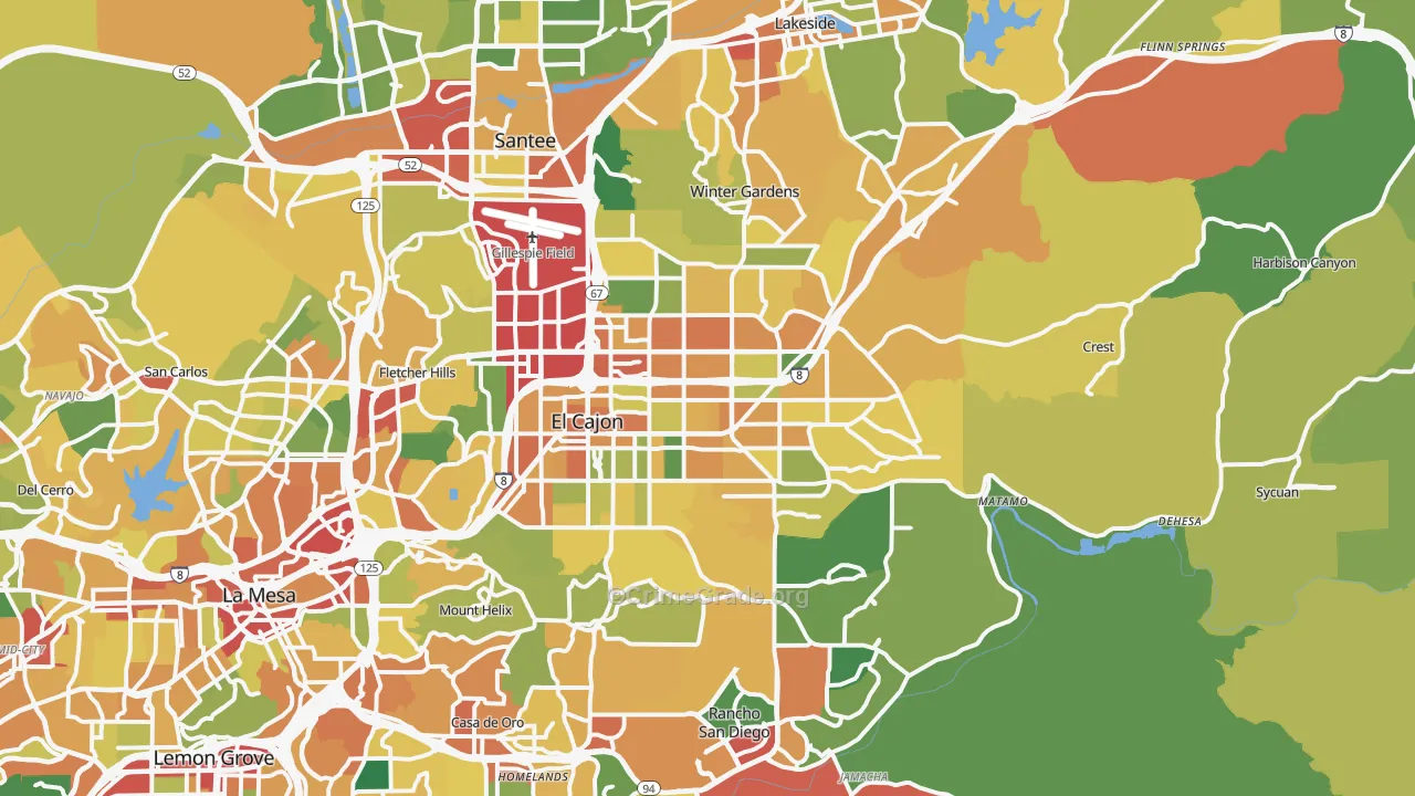 El Cajon, CA Map of Theft Rates