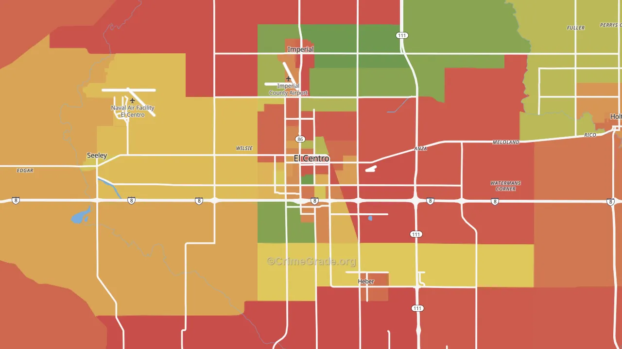 El Centro, CA Map of Theft Rates