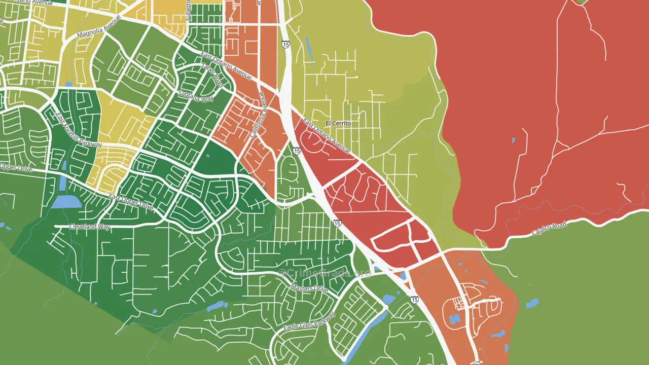 El Cerrito, Corona, CA Map of Theft Rates