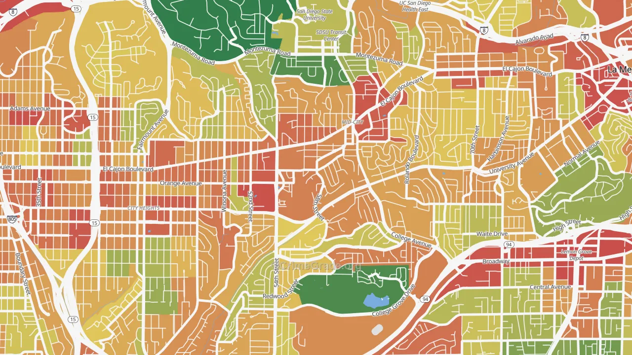 El Cerritos, San Diego, CA Map of Theft Rates