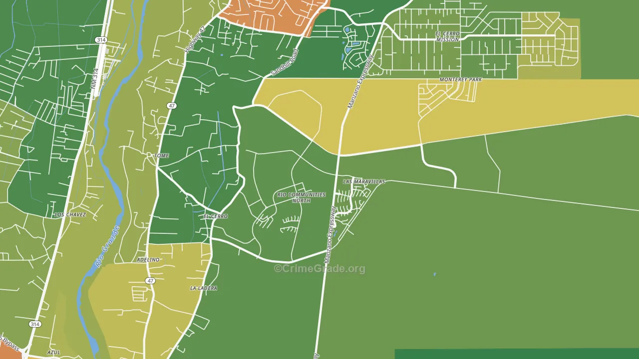 El Cerro, NM Map of Theft Rates