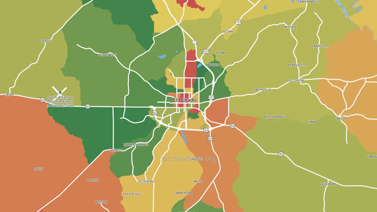 El Dorado, AR Map of Theft Rates