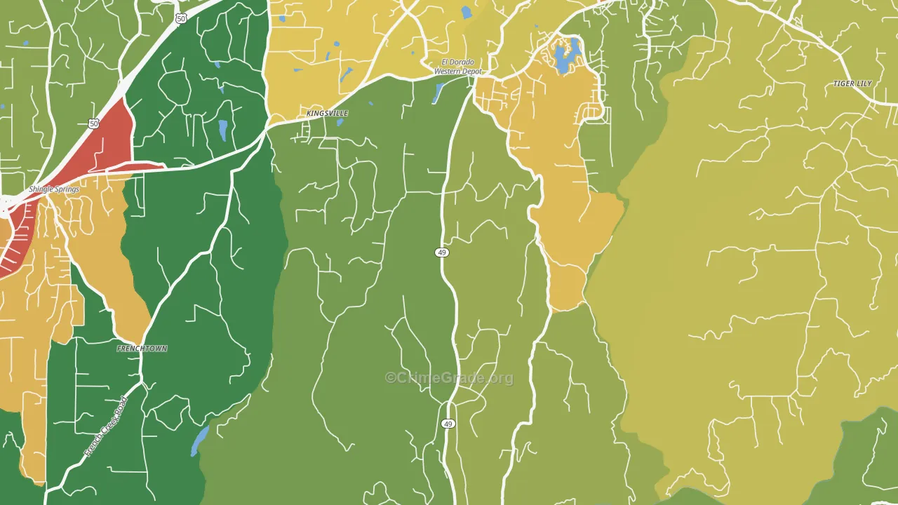 El Dorado, CA Map of Theft Rates