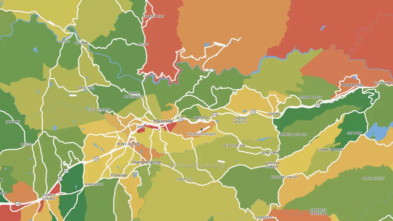 El Dorado County, CA Map of Theft Rates