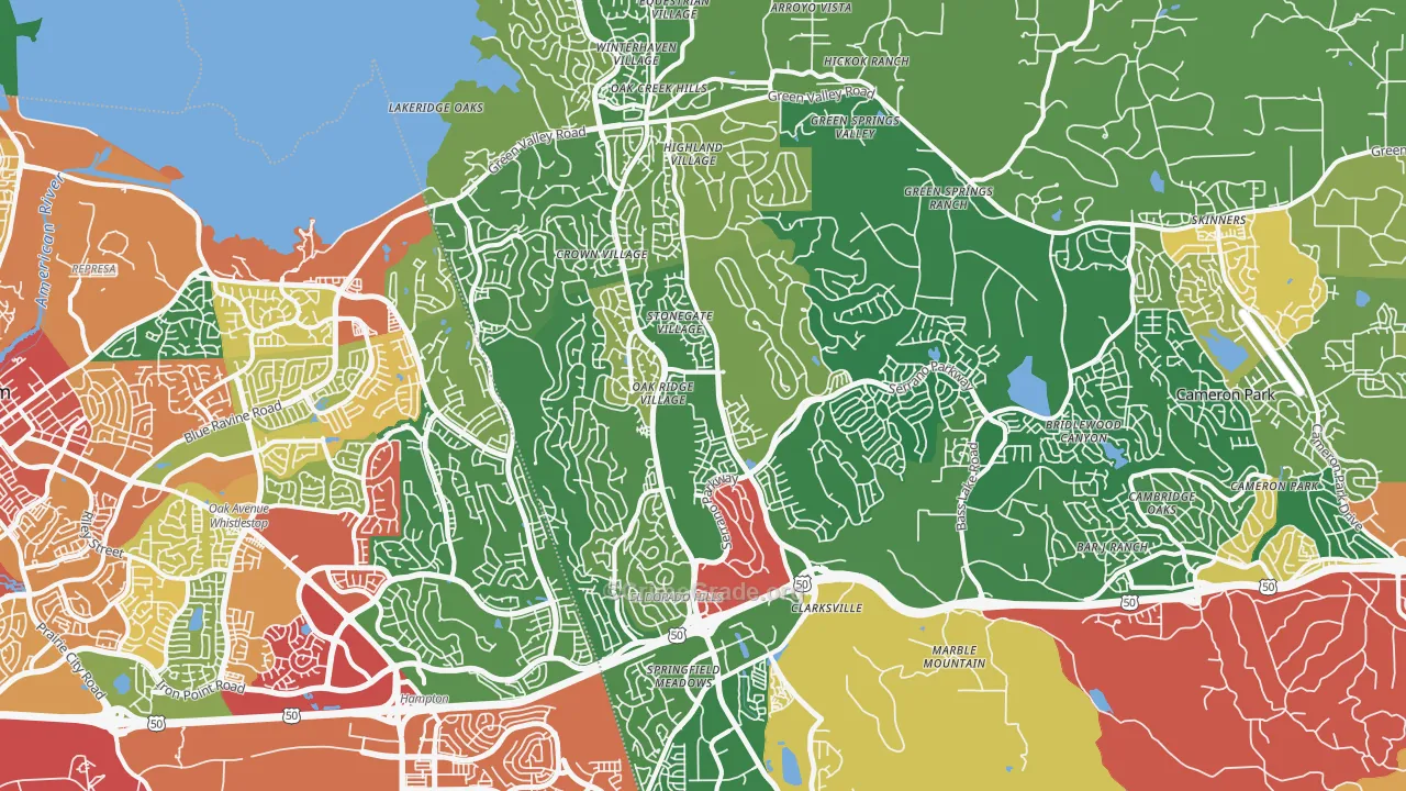 El Dorado Hills, CA Map of Theft Rates