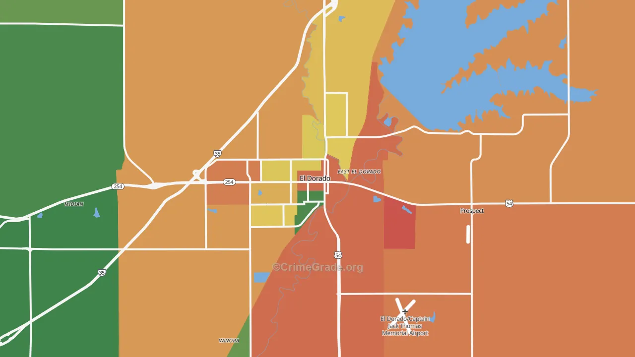El Dorado, KS Map of Theft Rates