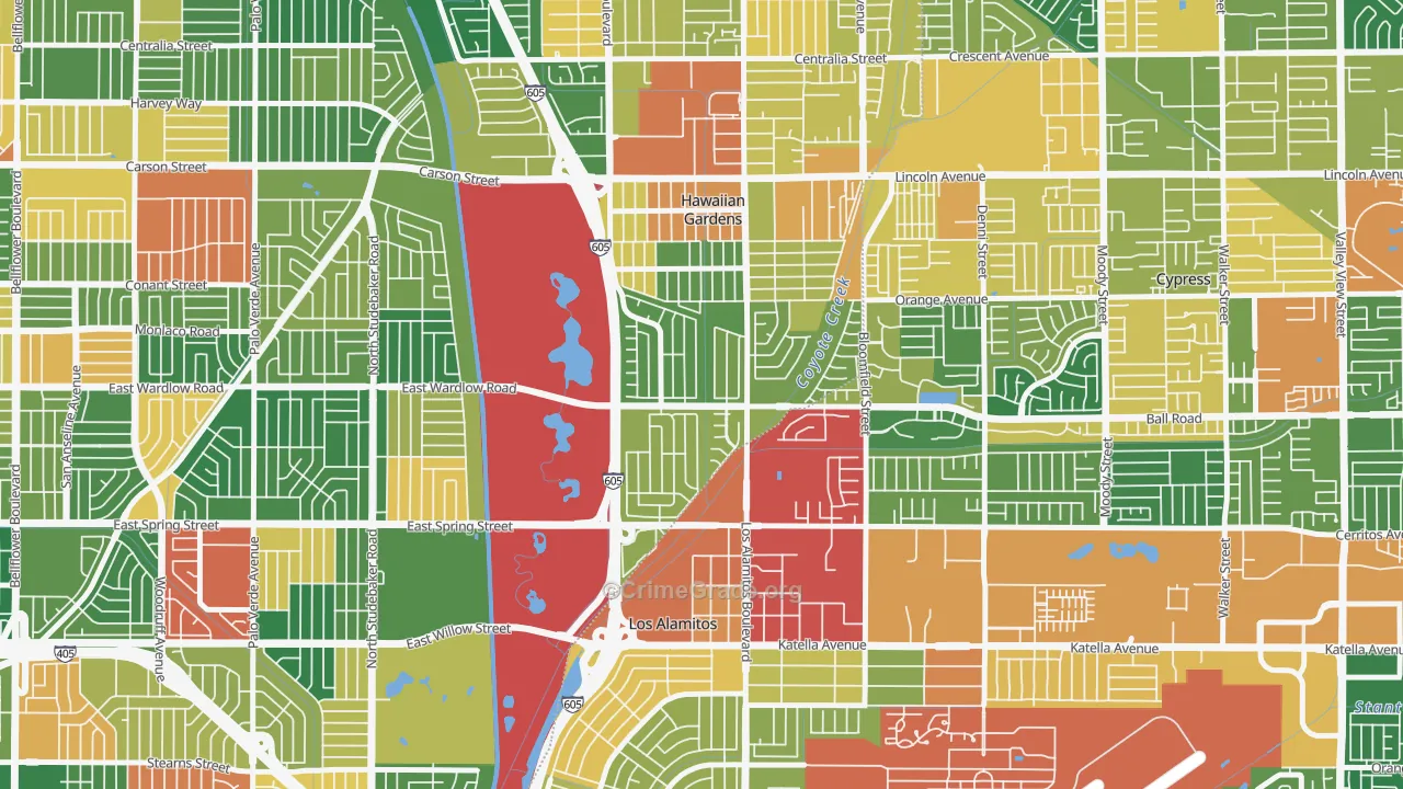 El Dorado Park, Long Beach, CA Map of Theft Rates