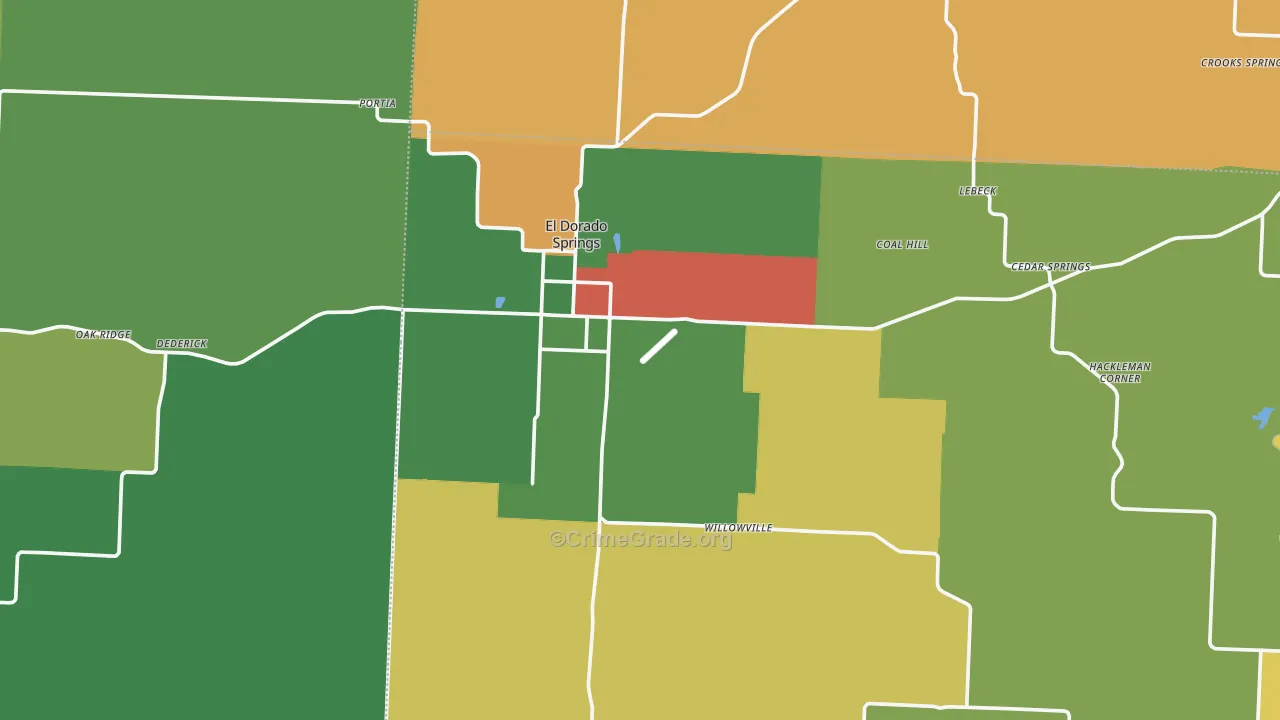 El Dorado Springs, MO Map of Theft Rates