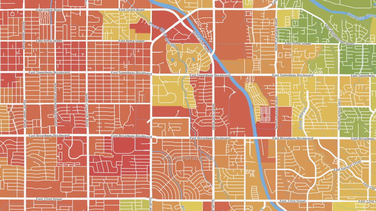 El Gheko, Tucson, AZ Map of Theft Rates