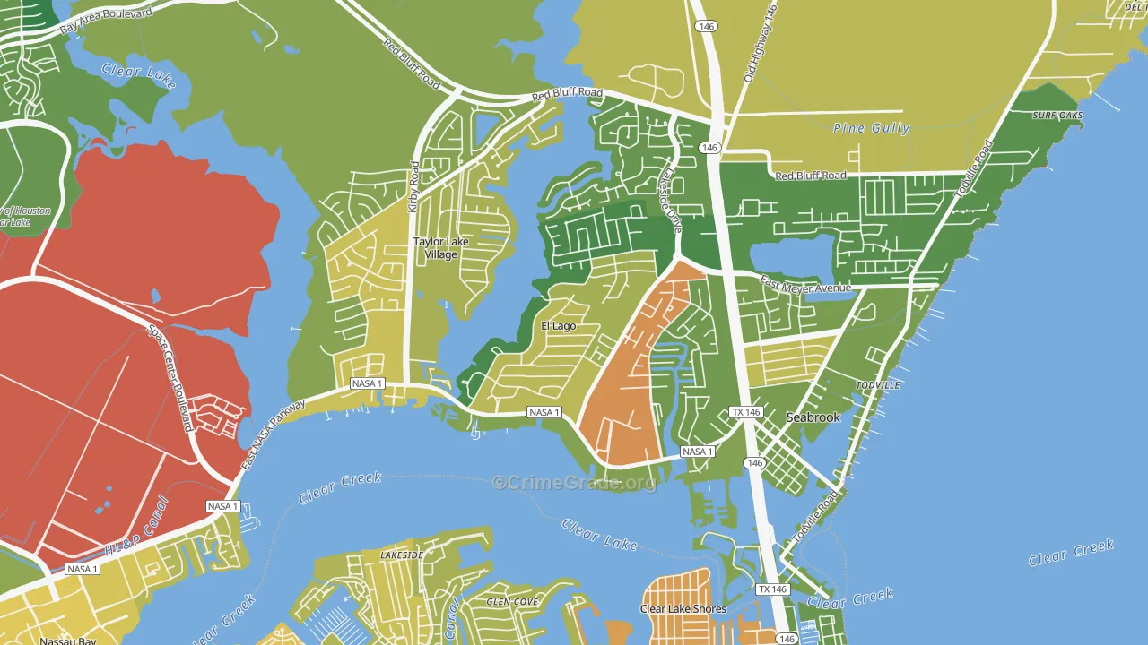 El Lago, TX Map of Theft Rates