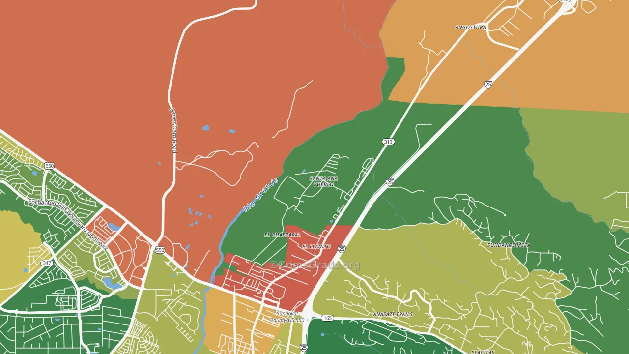 El Llanito, NM Map of Theft Rates