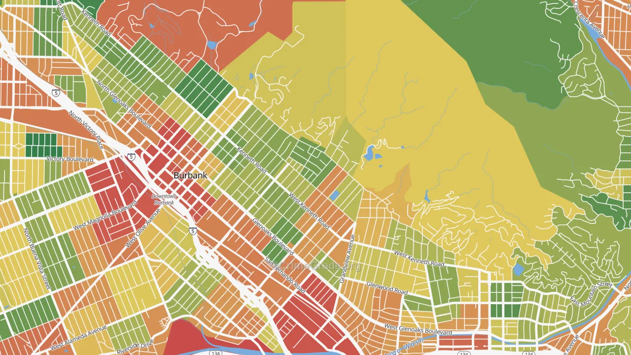 El Miradero, Glendale, CA Map of Theft Rates