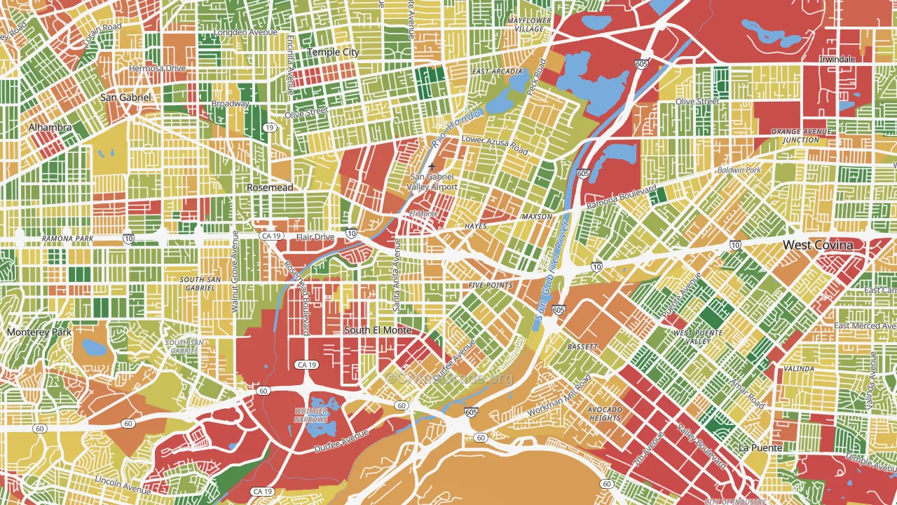 El Monte, CA Map of Theft Rates