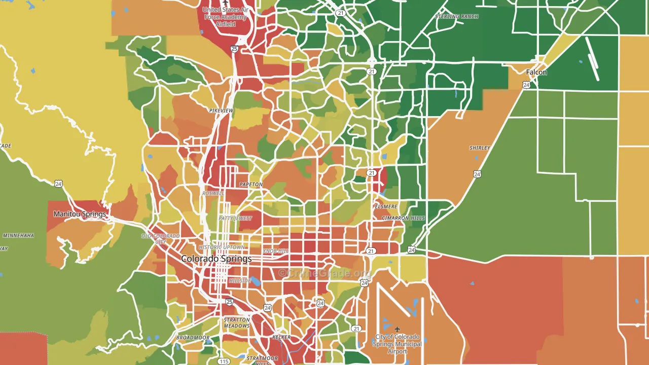 El Paso County, CO Map of Theft Rates