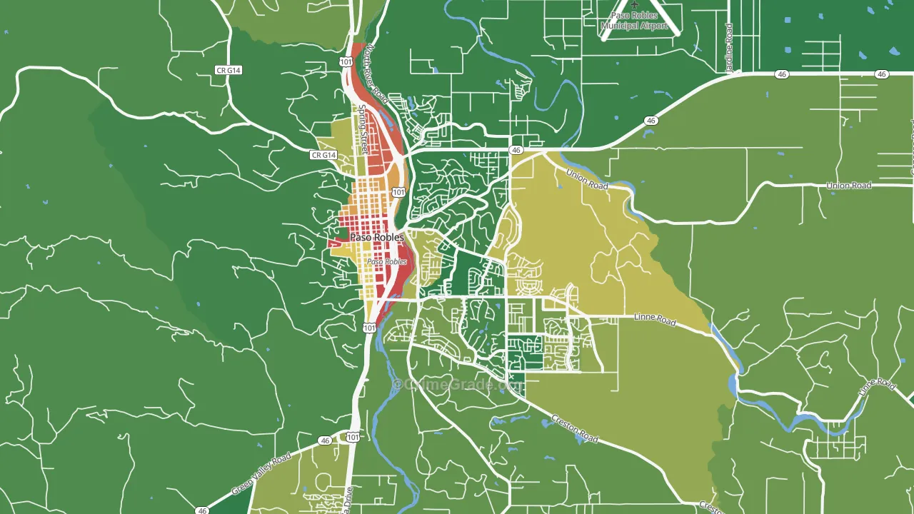 El Paso de Robles, CA Map of Theft Rates