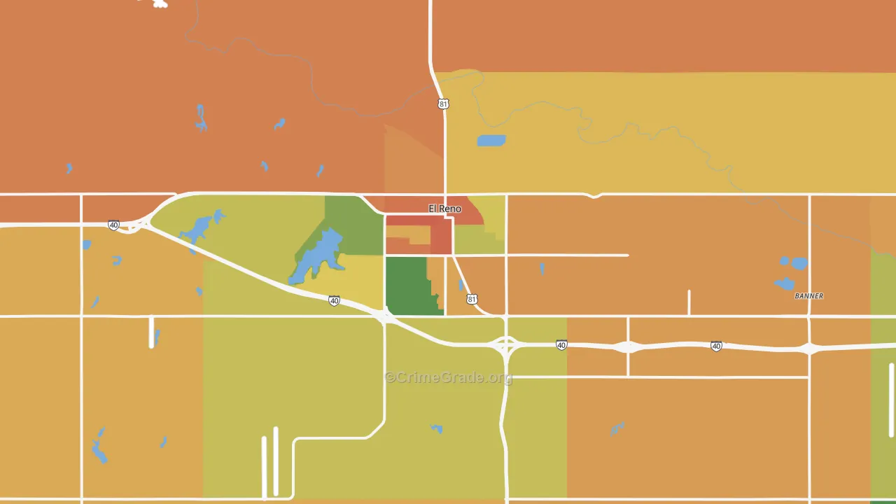 El Reno, OK Map of Theft Rates