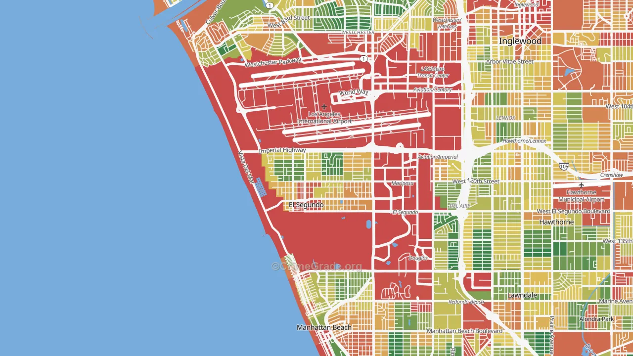 El Segundo, CA Map of Theft Rates