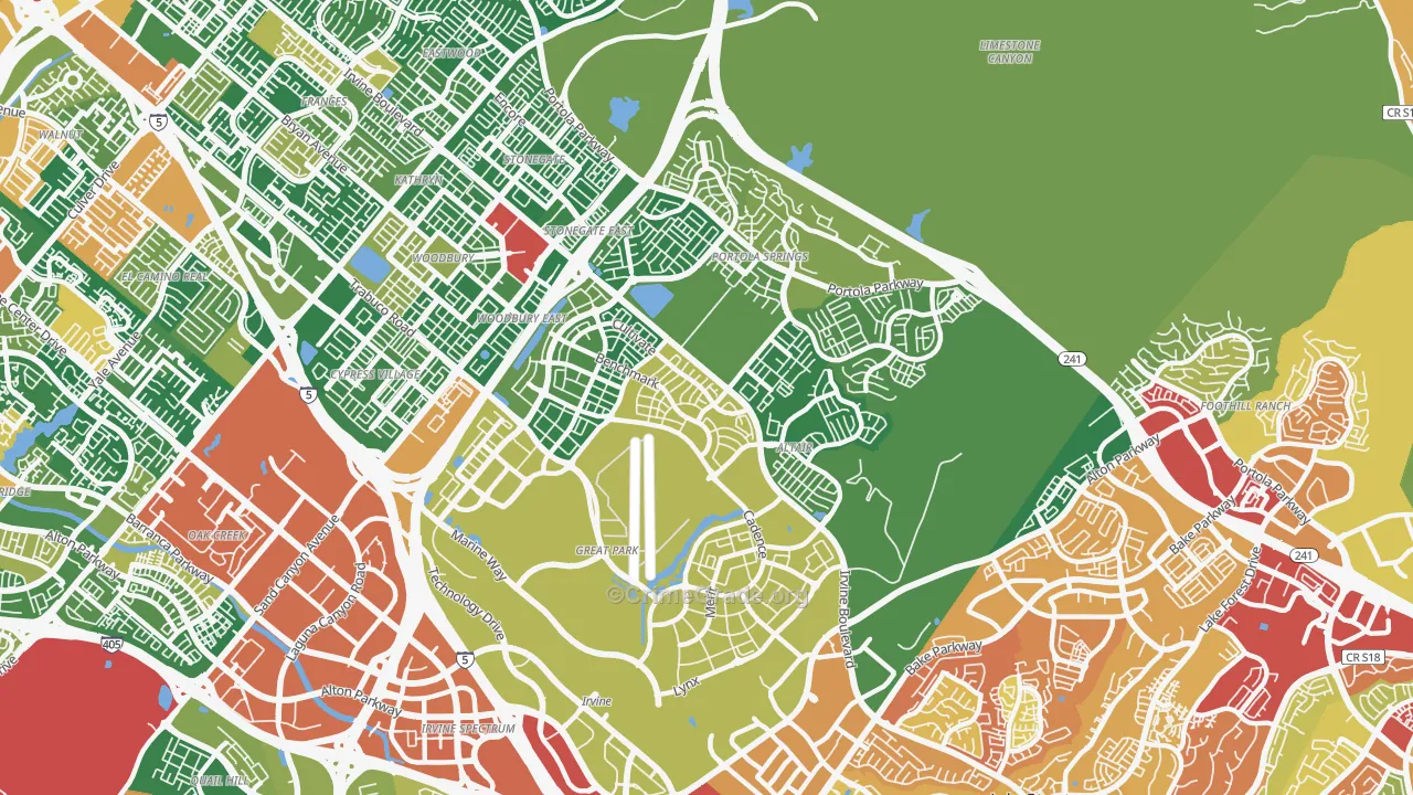 El Toro Marine Air Station, Irvine, CA Map of Theft Rates