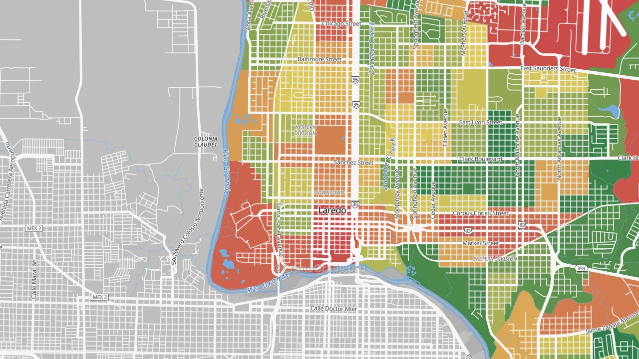El Trece, Laredo, TX Map of Theft Rates
